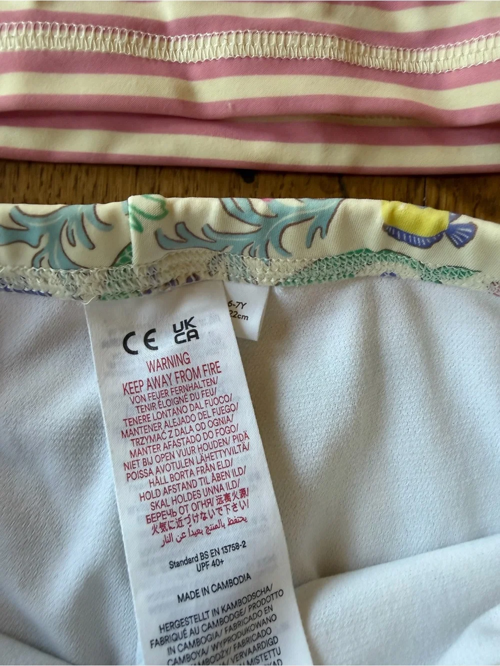Mini Boden Pink Striped Rash Guard and Floral Capri swim Set